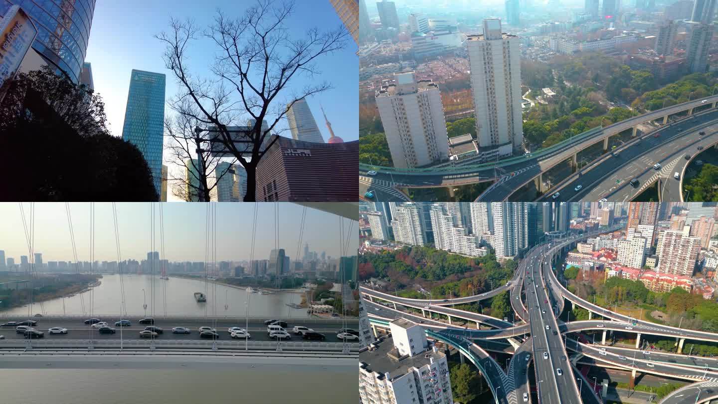 上海市外滩陆家嘴高楼大厦城市地标建筑群繁