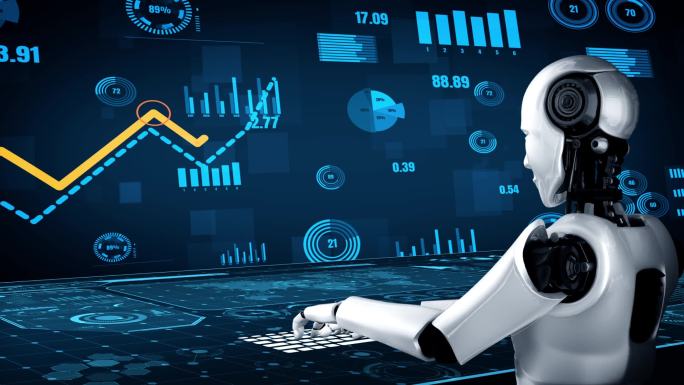 由AI机器人huminoid控制的Future financial technology使用机器学习