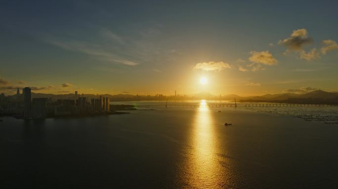 深圳湾日出大全景