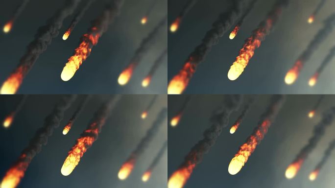 3d在地球大气层中燃烧的流星雨的动画