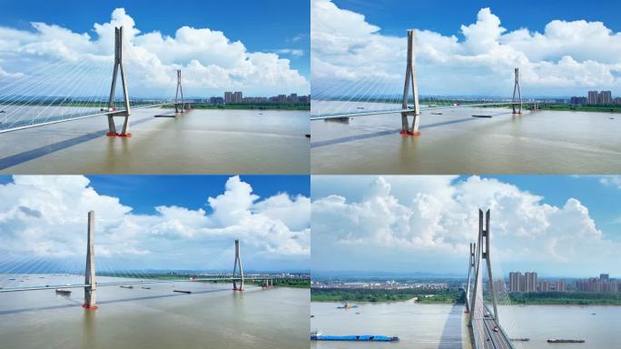 大气震撼安庆长江大桥4K航拍素材