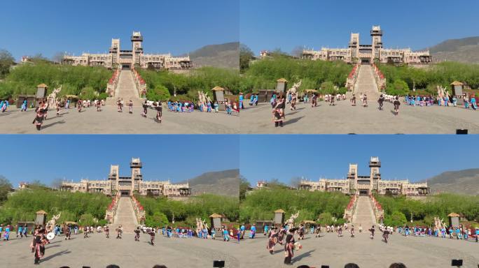 古羌城开城仪式旅游团游客