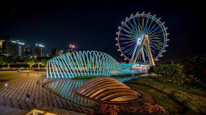 欢乐港湾摩天轮夜景延时