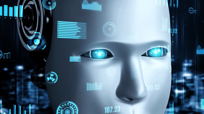 面向工业工厂技术开发和机器学习概念的未来机器人人工智能huminoid AI。人类未来生命的机器人仿