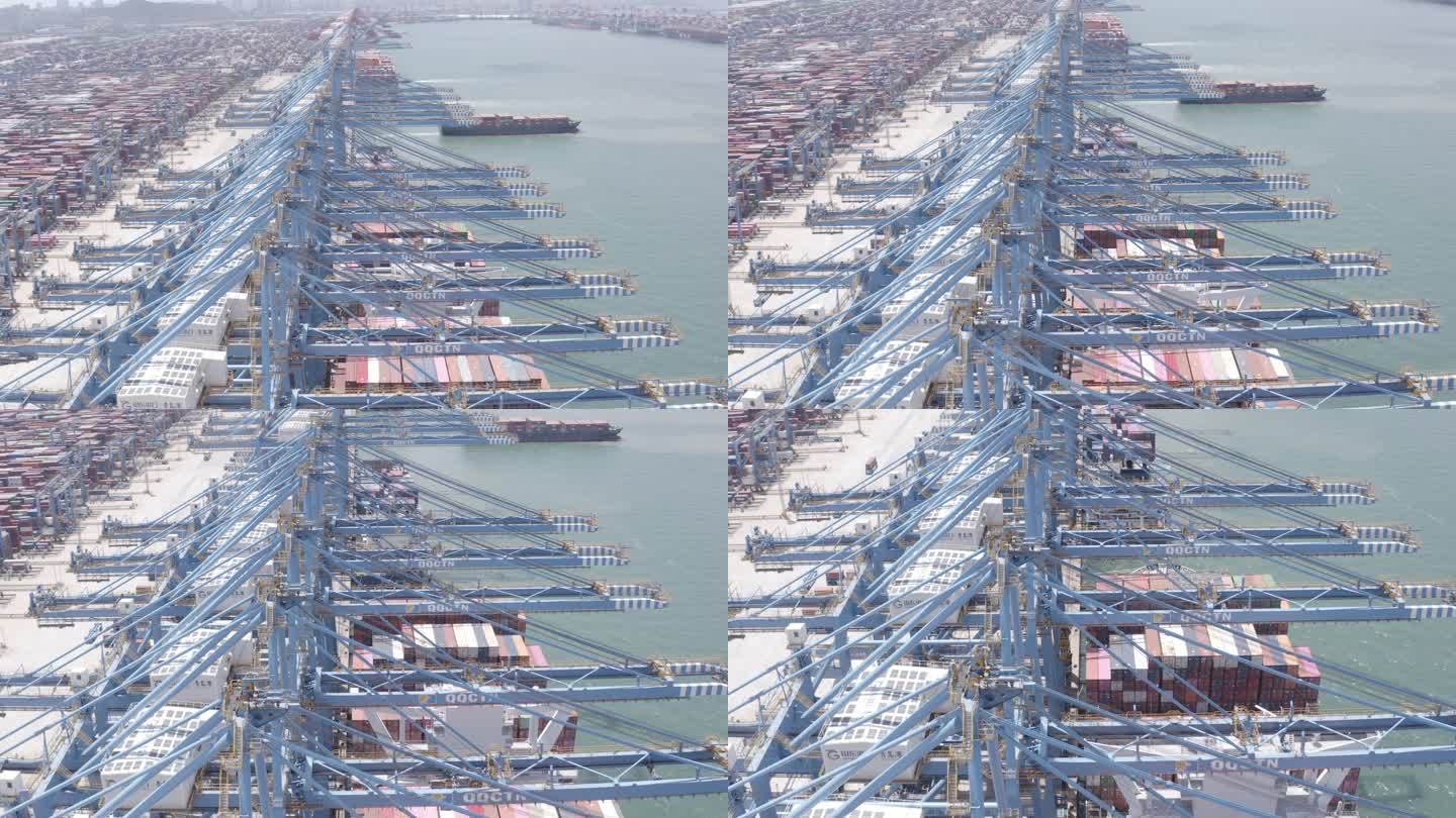 4k航拍青岛港自动化码头