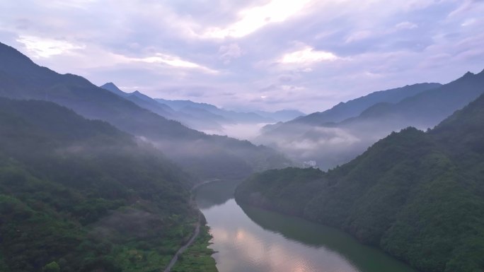 DJI_0432航拍杭州市淳安县宋村早晨