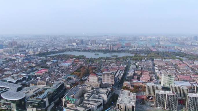 山东济南老城区航拍