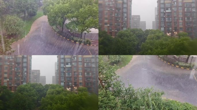 小区下起大暴雨