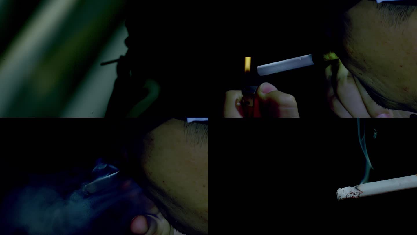 【4K】男子晚上抽烟