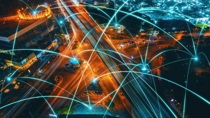 智能数字城市与连接网络互惠互利的城市景观.未来智能无线数字城市和社交媒体网络系统的概念 .