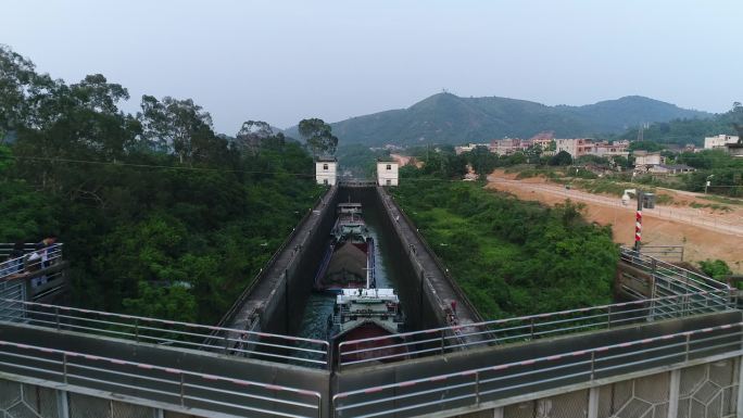 横县西津水库船闸航拍