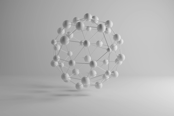 白色连通球体的三维渲染.3d说明