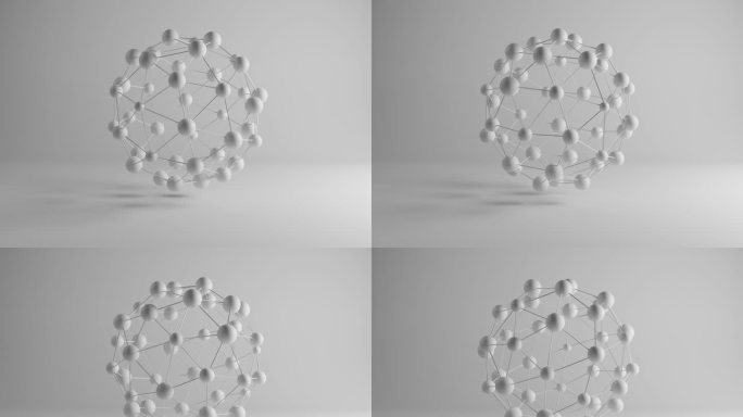 白色连通球体的三维渲染.3d说明