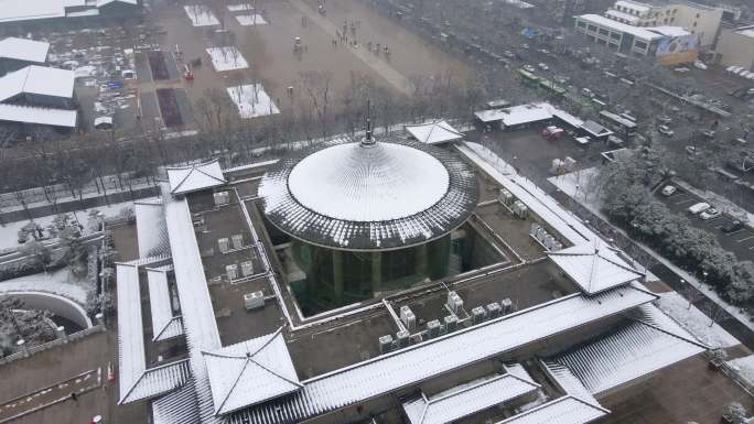 西安博物院雪景航拍