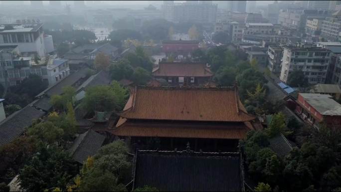 四川德阳旌阳区文庙广场孔庙航拍