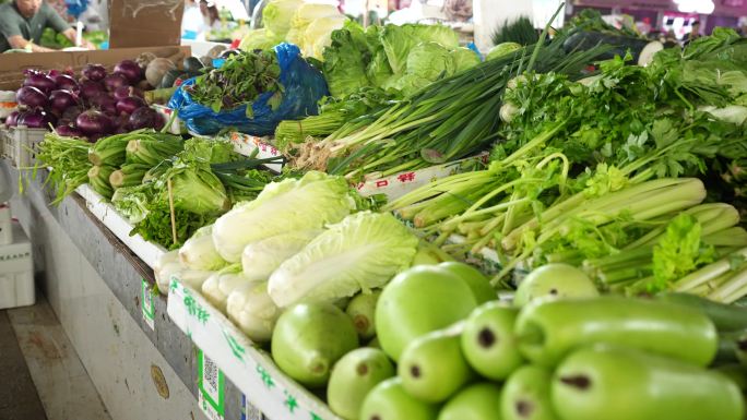 (4k商用)菜市场蔬菜菜叶菜农副产品买菜
