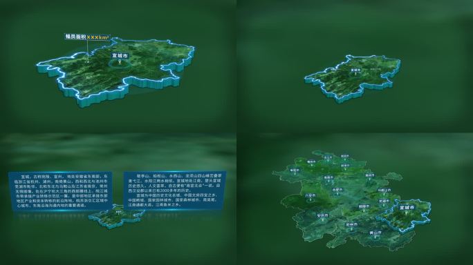 4K大气安徽省宣城市面积人口区位信息展示