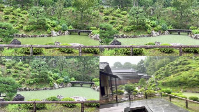 日本京都空海的智积院：雨中的庐山庭园"