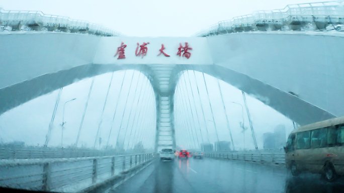 雨中 卢浦大桥 第一视角 上海