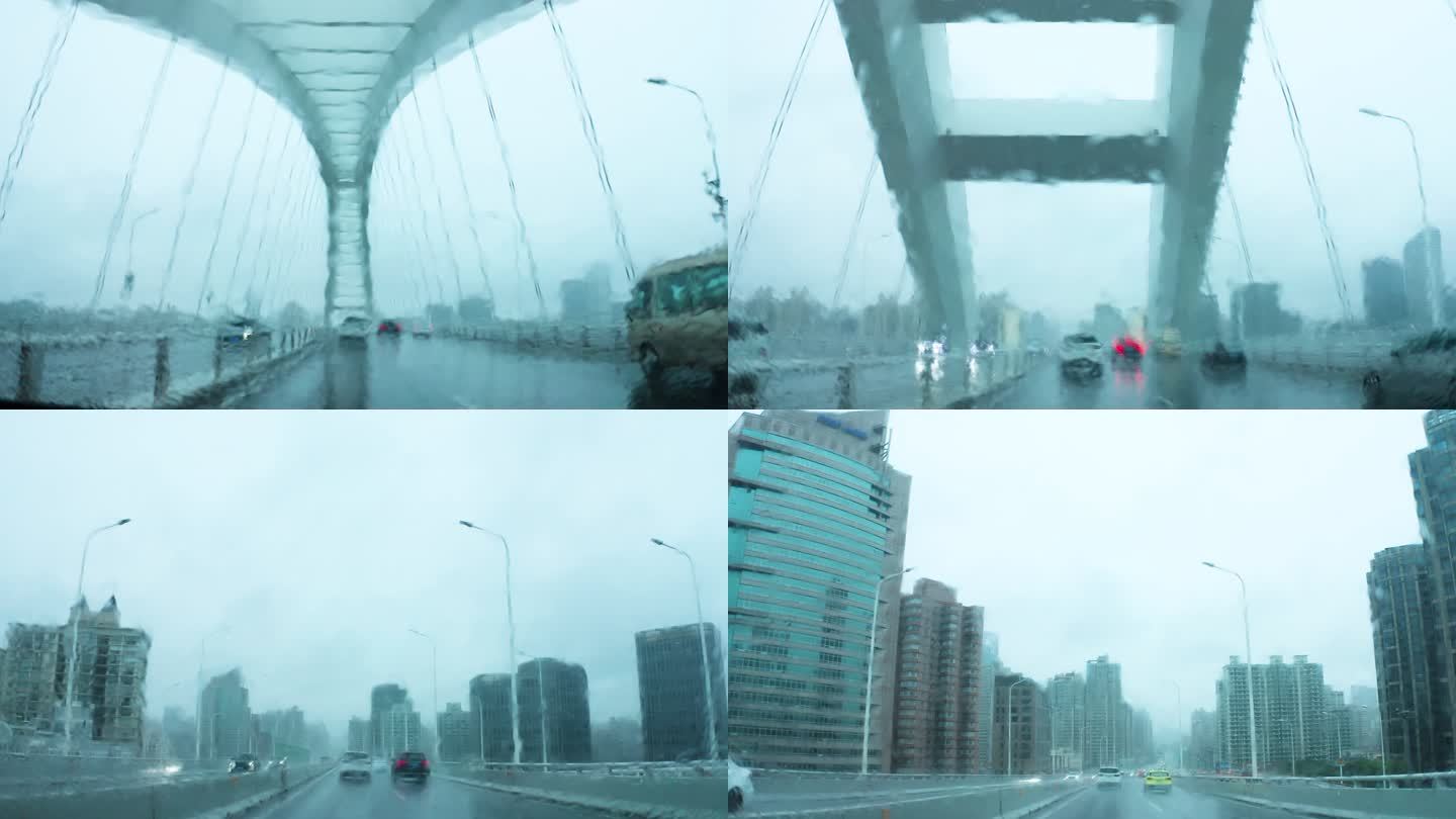 雨中 卢浦大桥 第一视角 上海