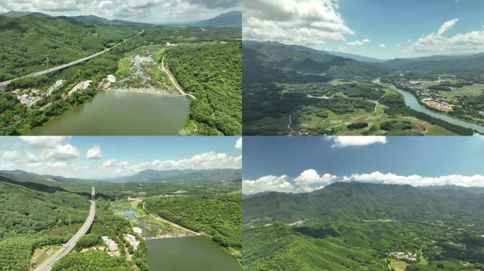 海南五指山航拍山区河流