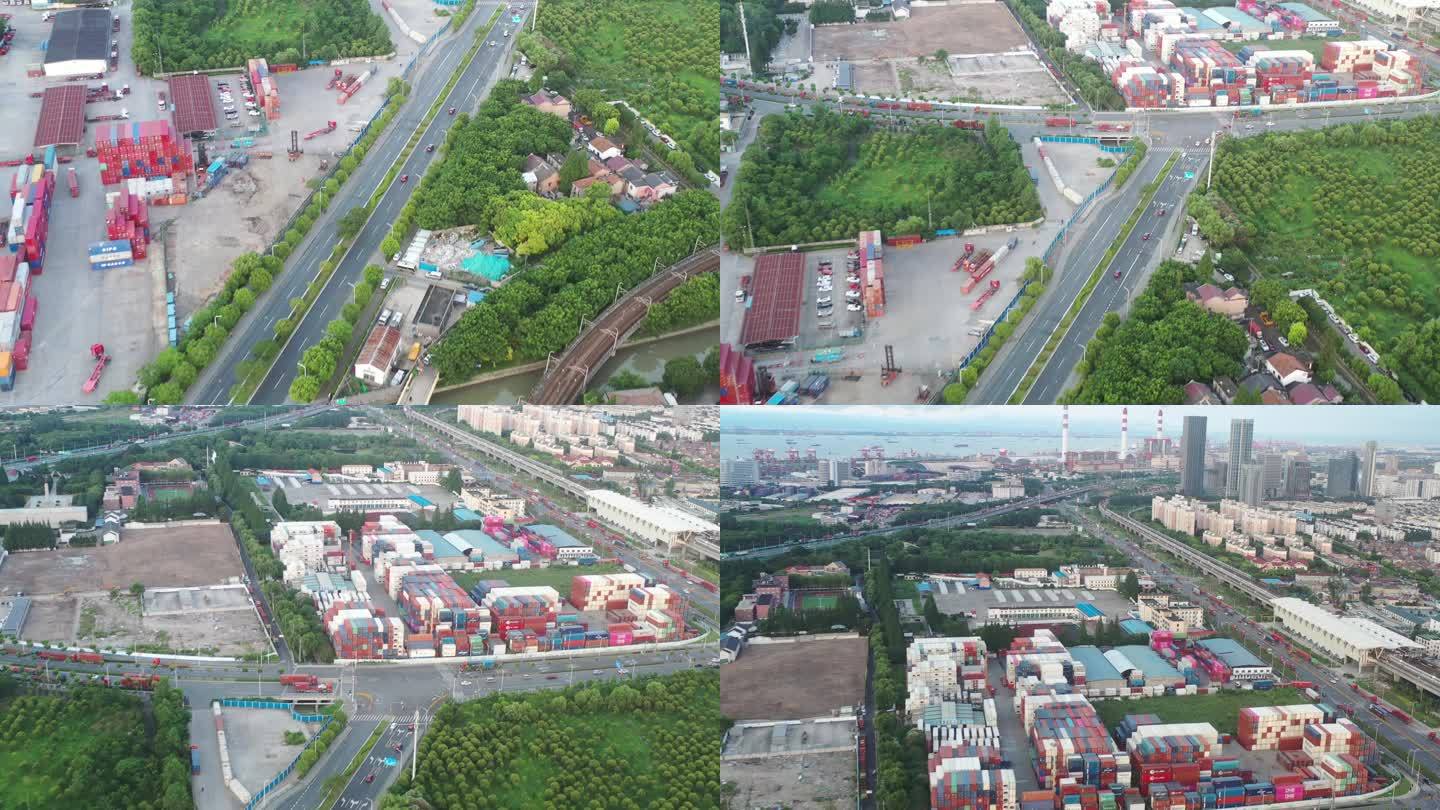 4K原素材-航拍上海外高桥保税区