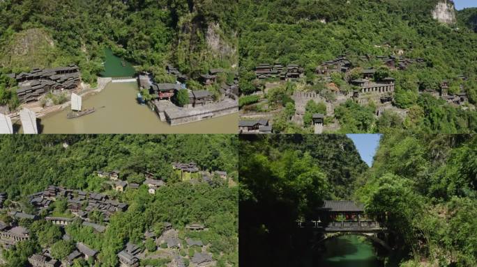 4k航拍湖北宜昌三峡人家景区