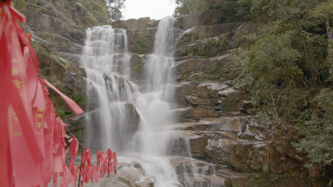 6k瀑布河流高山小溪森林自然风景水资源