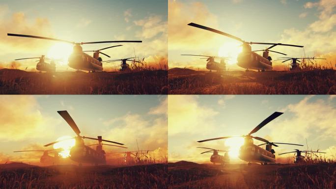 沙漠中的运输直升机