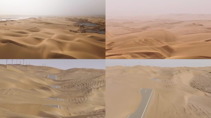 新疆塔克拉玛干沙漠腹地荒漠空镜航拍