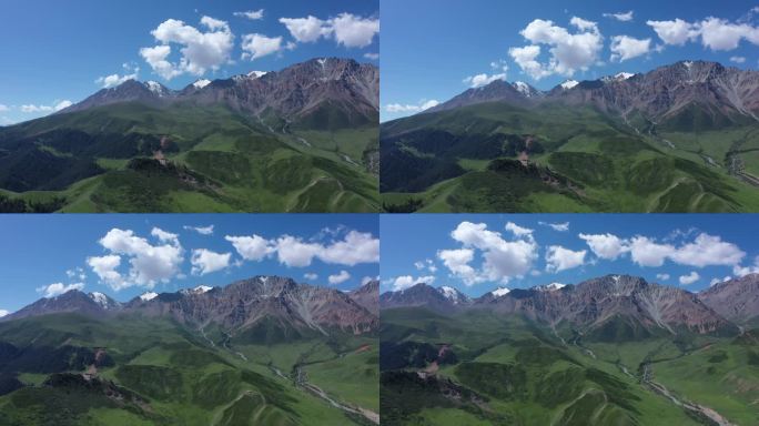 蓝天白云 雪山 草地 河沟 河流