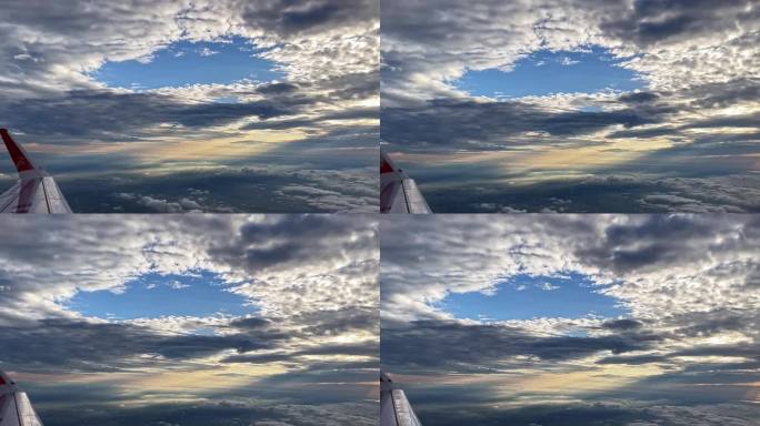 飞机窗外 云层 天空 归途