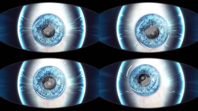 3D渲染了人眼的动画。计算机视觉和机器学习的概念，全息图眼
