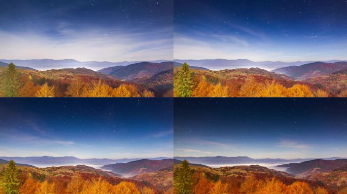 夜空中移动的星光小径的延时。在夏季，银河系在山脉上空旋转