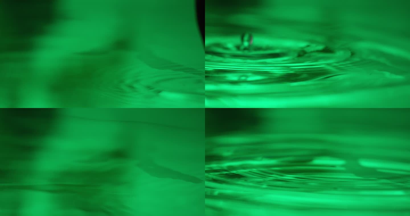 水滴落 涟漪 绿色 意境