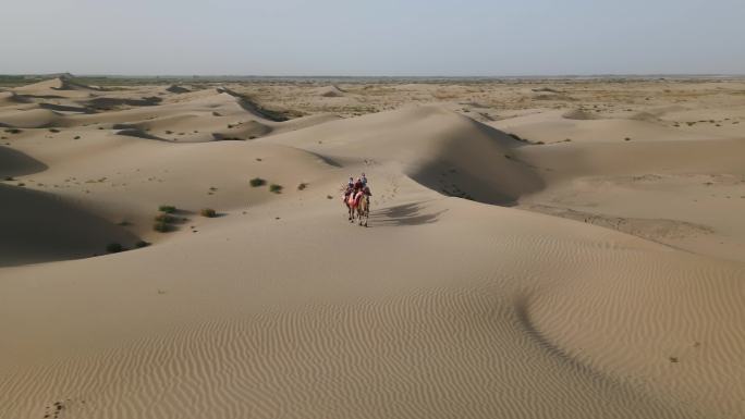 新疆塔克拉玛干沙漠骑骆驼人文