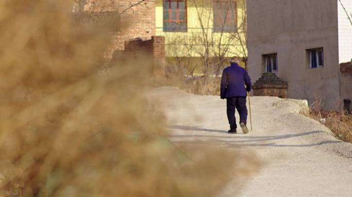 独自行走在村里的老人