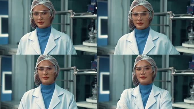 在化学和生物医学实验的治疗实验室中穿着制服的女科学家的肖像