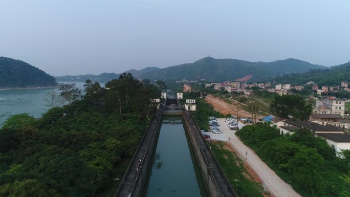 横县西津水库船闸航拍