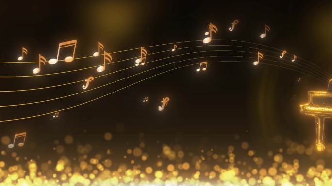 金色钢琴音符LED舞美宽屏视频素材