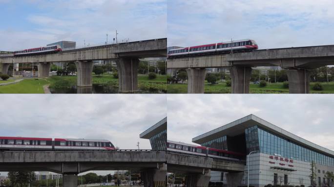 长沙高铁西至黄花机场磁浮列车外部拍摄1