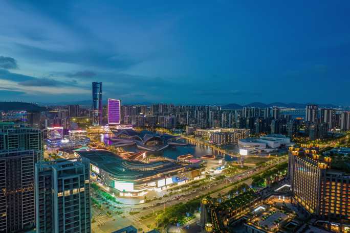 珠海金湾航空新城夜景航拍延时