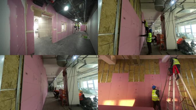 施工 工人施工  办公室装修 写字楼装修