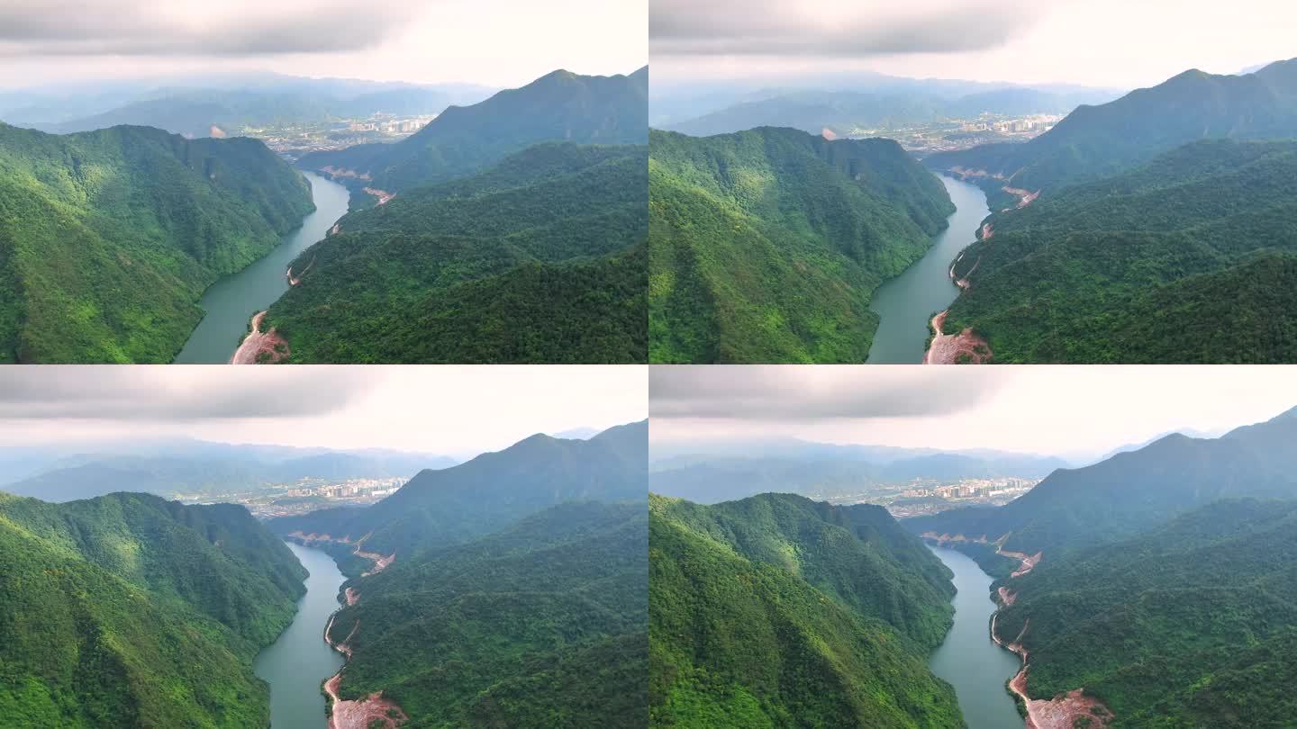 航拍广西桂江 山川河流