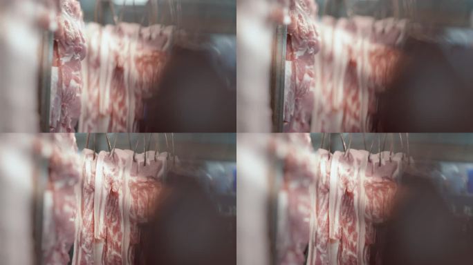 【4K】菜市场挂着的猪肉