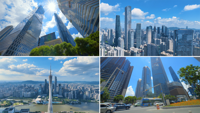 广州城市建筑航拍中国一线城市高楼大厦