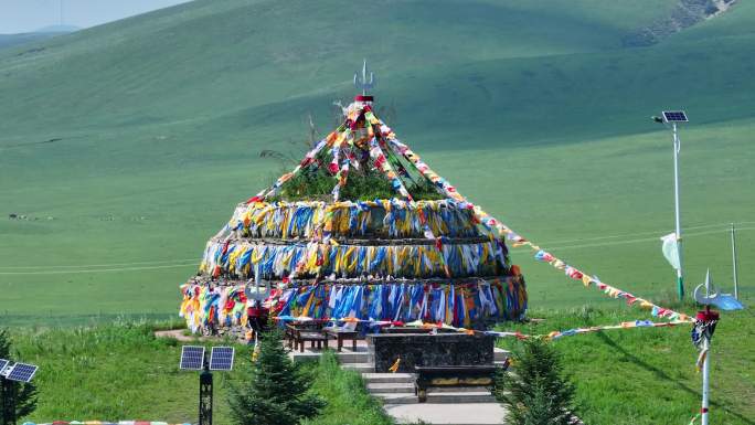 蒙古包航拍风土人情祭奠