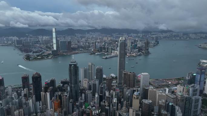 航拍香港维多利亚港