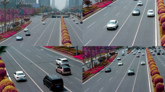 【4K】城市快车道车流快速行驶