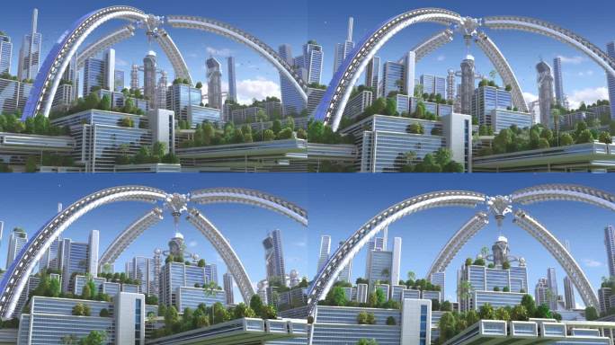 未来的"绿色"城市的 3d 动画